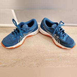 Blue and orange Asics sneakers